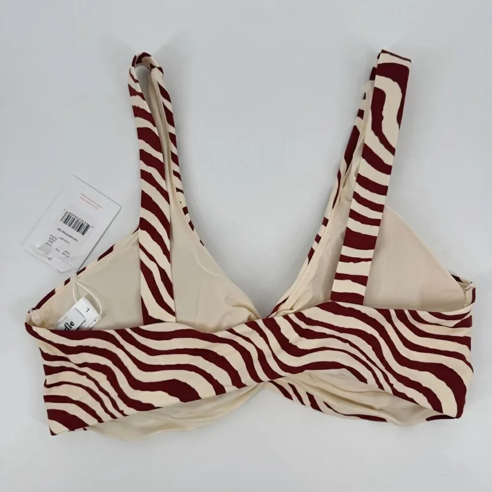 Andie The Portofino Top Zebra‎ Bias Stripe Truffle Bikini Twist Top New Lg
